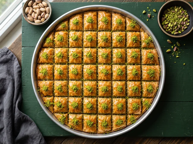 Pistáciová čtvercová baklava v tácu 3 kg