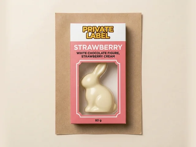 Figura de coelho, chocolate branco com creme de morango