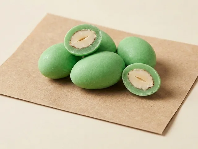 ดราเช่อัลมอนด์เคลือบน้ำตาล สีเขียว