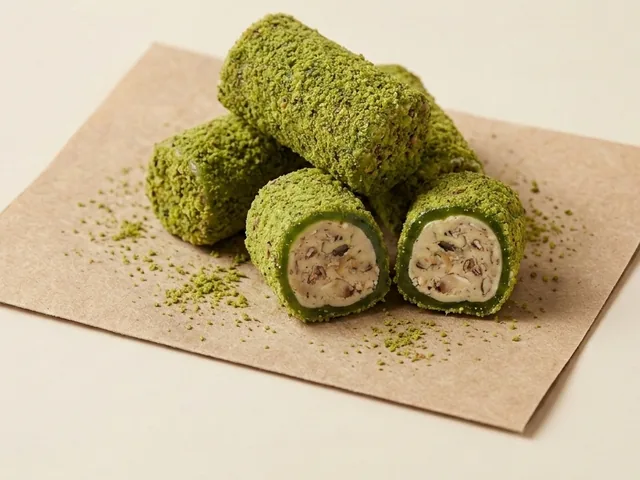 រ៉ូលស្នូលក្រែមគ្រាប់អាល់ម៉ុន ស្រោបវែលវែតពណ៌បៃតង