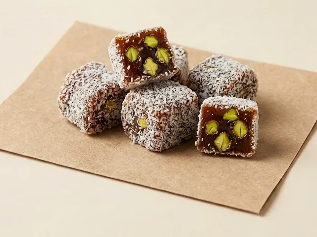 Lokum duplamente tostado estilo cezerye com pistache de Antep