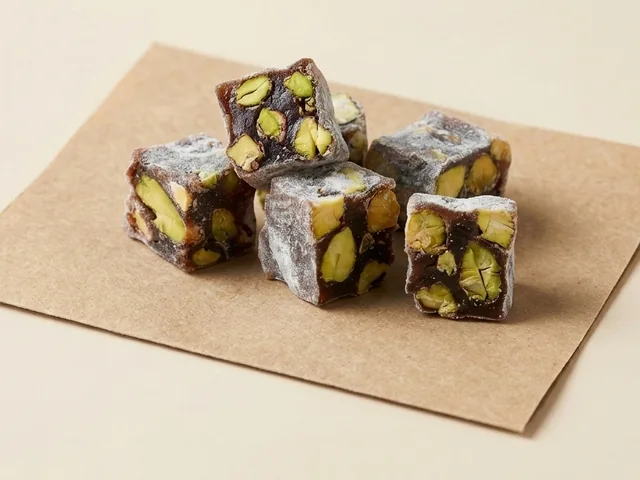 Manjar turco duplamente tostado com pistache, sabor chocolate