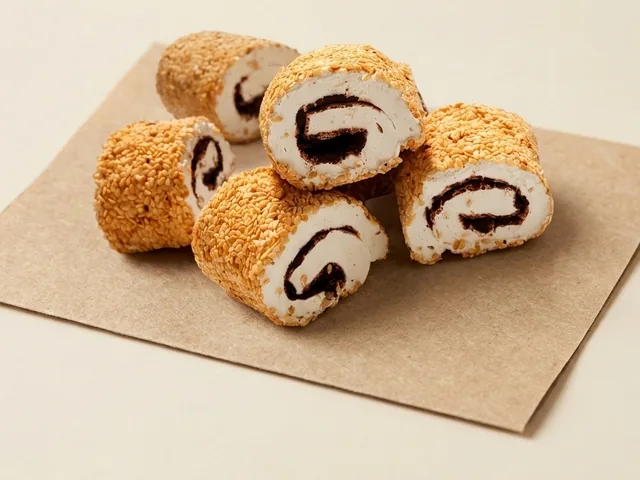 Fatias de rolo com gergelim