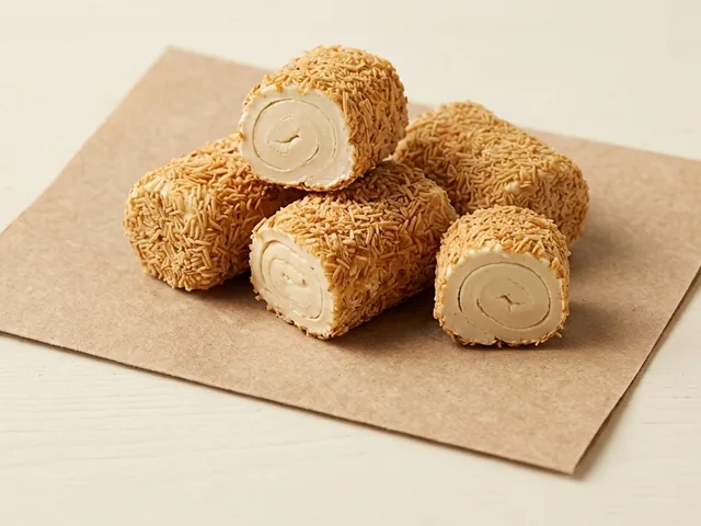 Rolo com kadayif e creme de avelã