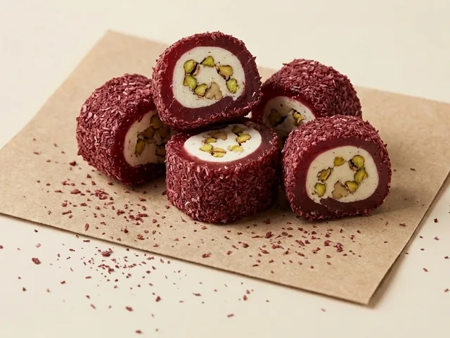 Rolo com creme de cereja ácida e avelã